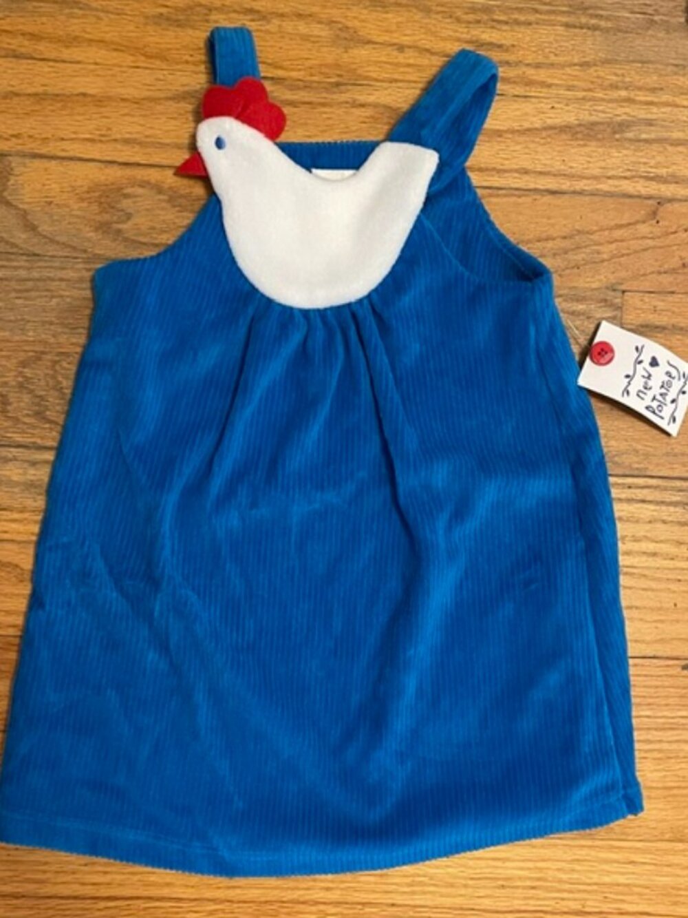 NEW POTATOES Blue CHICKEN Velour Dress 4T NWT